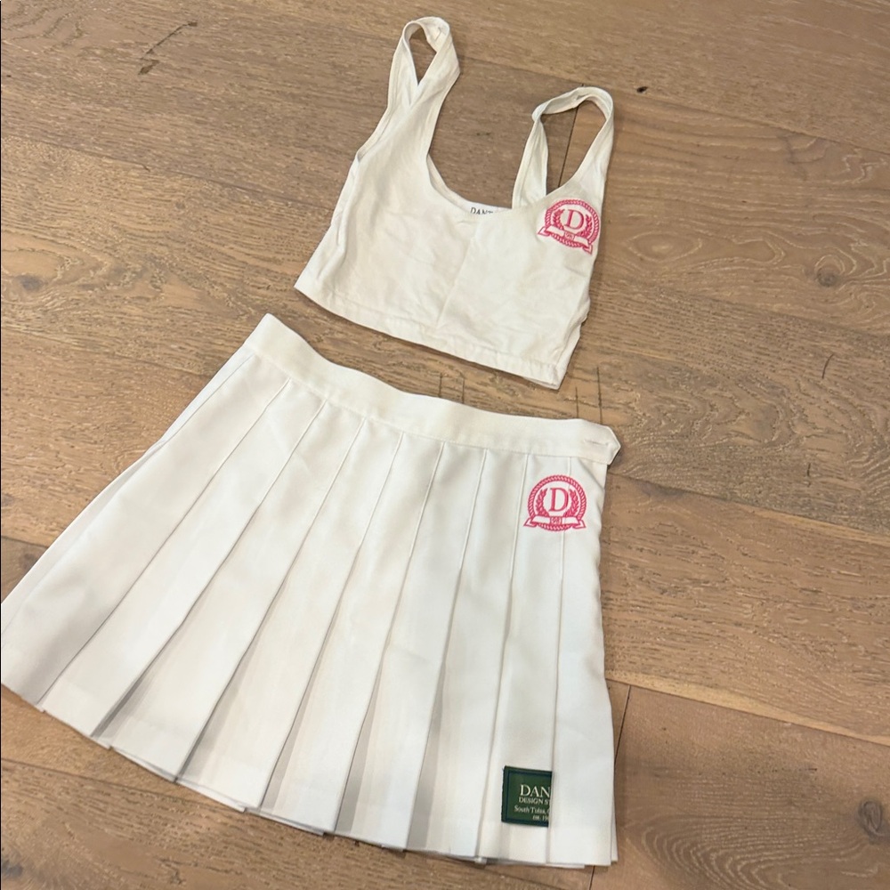 Danzy Two piece White Crop Top with tennis skirt
